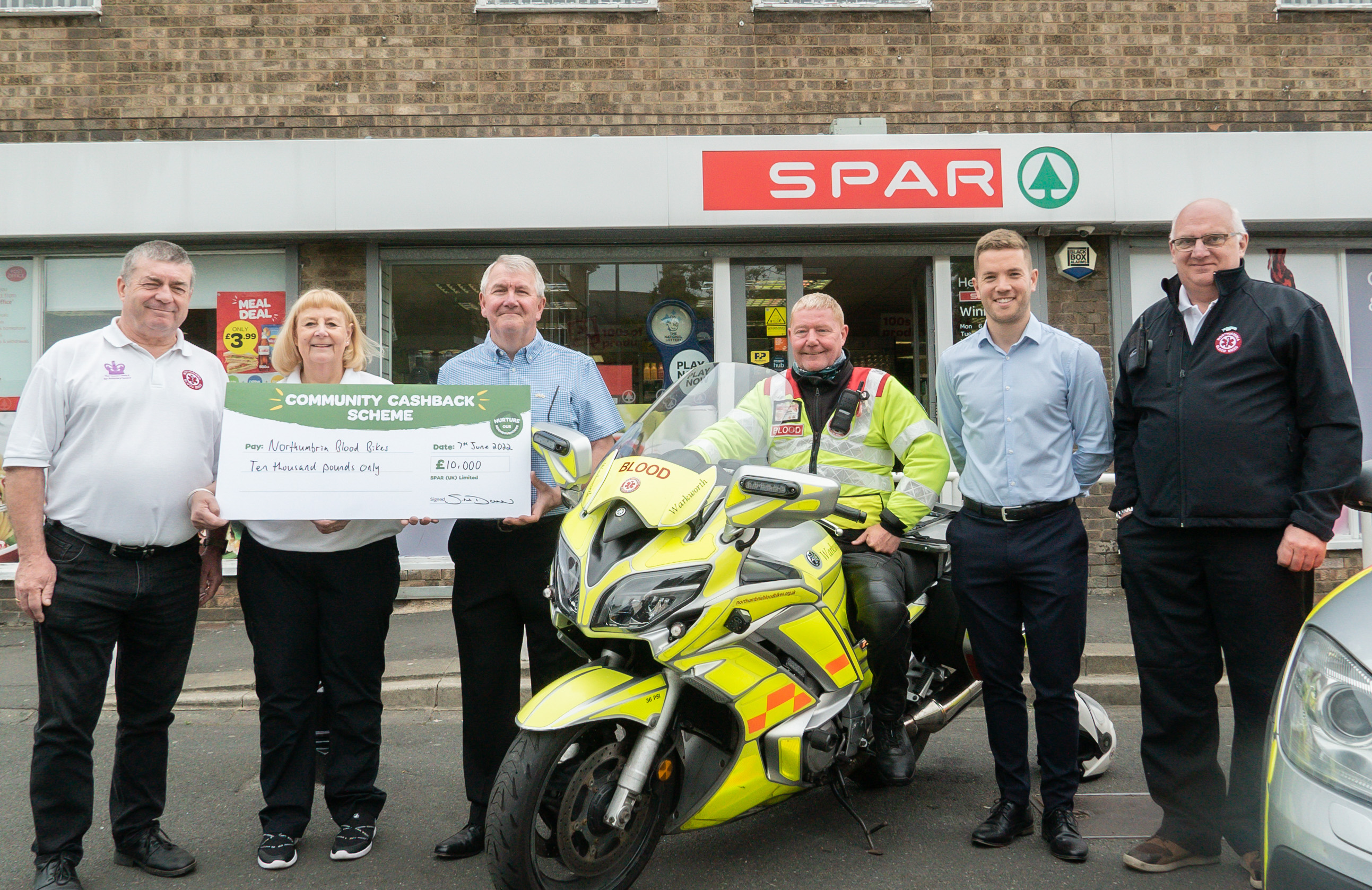 Northumbria Blood Bikes win SPAR UK’s Community Cashback £10,000 grand prize