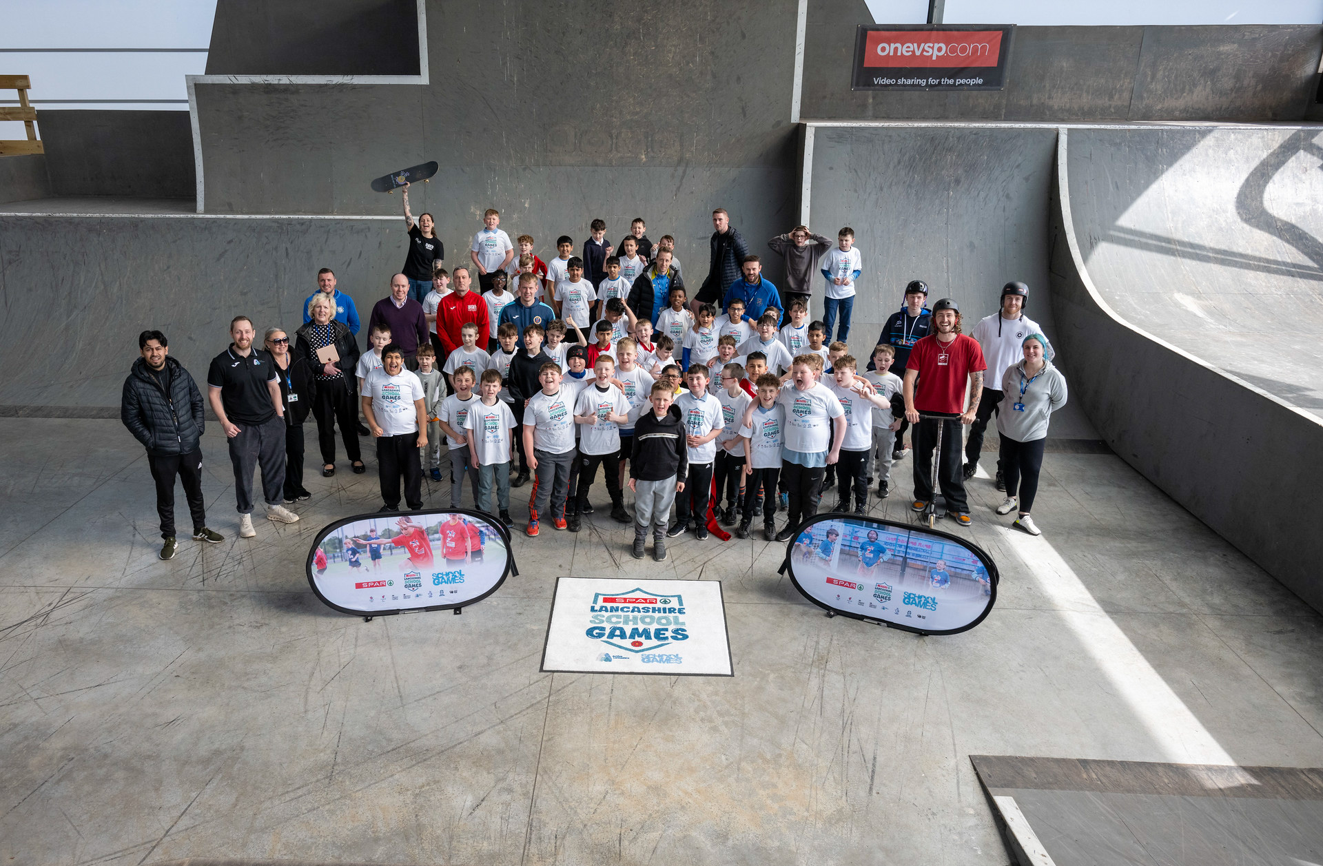 SPAR Lancashire School Games - Junction 4 1 A total of 240 children from 30 East Lancashire schools enjoyed a day at Junction 4 Urban Skatepark in Darwen through the SPAR Lancashire School Games